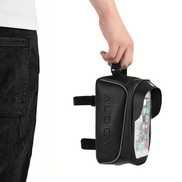 Alogy bicycle bag Pannier 2L for bicycle phone holder up to 6.7" for the frame Black