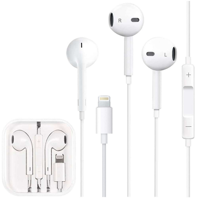 Kabelová sluchátka Ear Pods Lightning pro Apple iPhone iPad iPod do uší Bílá