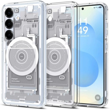 Black Case for Galaxy S25 Zero One White Spigen Ultra Hybrid MagSafe