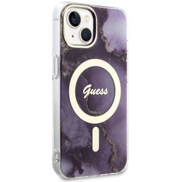 Etui Guess GUHMP14SHTMRSU pro iPhone 14 6,1" pevný obal Golden Marble MagSafe