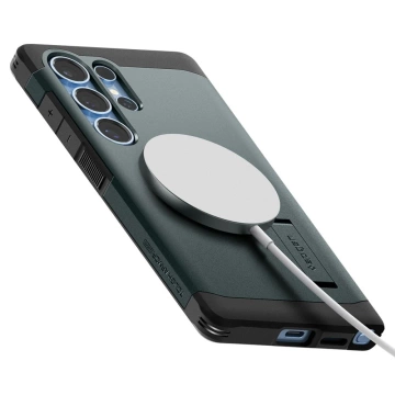 Puzdro Spigen Tough Armor Mag pre Samsung Galaxy S25 Ultra, zelené, priepasť, magSafe