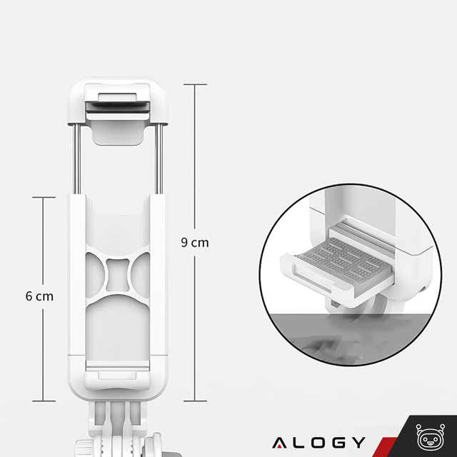 Selfie Stick Stativ Alogy Q01 Stativ Bluetooth-Fernbedienung Telefonhalter zum Fotografieren weiß