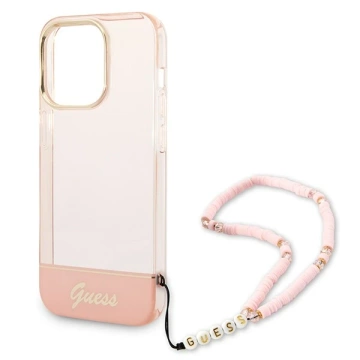 Etui Guess GUHCP14XHGCOHP для Apple iPhone 14 Pro Max 6,7" różowy/рожевий твердий чохол Translucent Pearl Strap