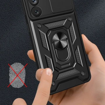 Pouzdro Hybrid Armor Camshield pro Samsung Galaxy S23 pancéřové pouzdro s krytem fotoaparátu modré