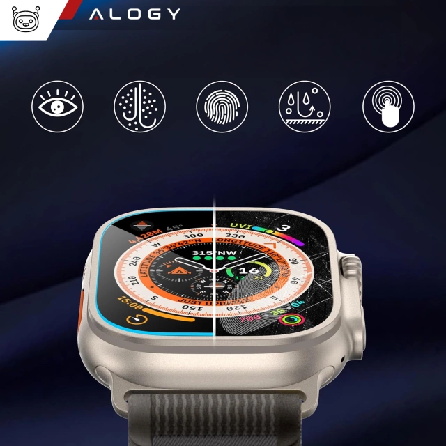 Загартоване скло для Apple Watch Ultra 2 / Ultra 49mm Screen Protector Alogy Protector 9H with Positioning Frame