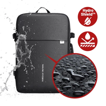 Batoh na notebook Mark Ryden 17,3", USB port, vodotesný, minimalistický a priestranný 37 l, pohodlný, rozšíriteľný s otváraním o 180°, 48 × 31 × 14-25 - čierny