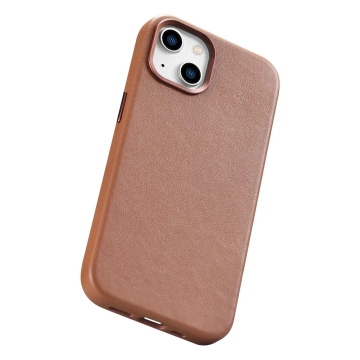 Чохол iCarer Case Leather case cover для iPhone 14 Plus коричневий (сумісний з MagSafe)