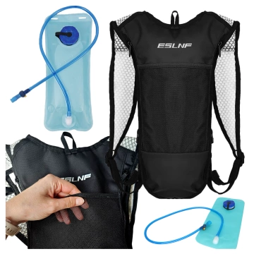 Bicycle backpack for back bag with 2L water bladder container for cyclists, cycling, running, Black