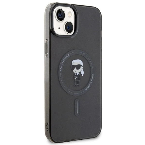 Puzdro Karl Lagerfeld KLHMP15MHFCKNOK pre iPhone 15 Plus 6,7" čierno/čierne pevné puzdro IML Iconic MagSafe