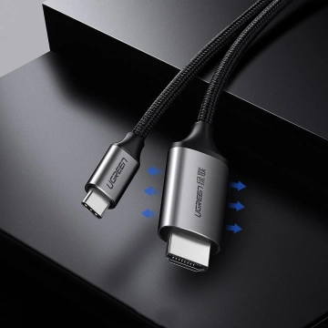 Uzelený kábel HDMI - USB Typ C 4K 60 Hz 1,5 m čierno-sivý (MM142 50570)