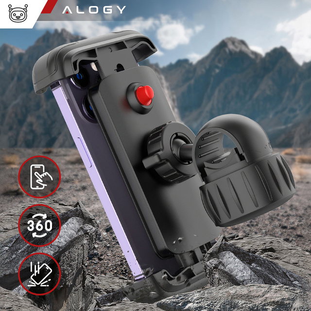 Bike Phone Holder 4.7-6.8" for Phone Bike Handlebar for Bike Motorcycle Adjustable Alogy Sport Black