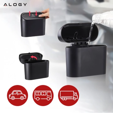 Car Trash Can Organizer Mini Small Portable Garbage Can for Car Home Car Alogy Black
