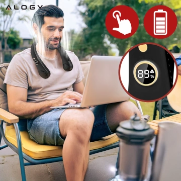 Alogy BreezeNeck™ krčný ventilátor mini cirkulátor s displejom 1500 mAh čierny