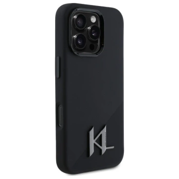 Etui Karl Lagerfeld для iPhone 16 Pro 6.3" Czarny Hardcase Silicone Shadow Metal Initial MagSafe
