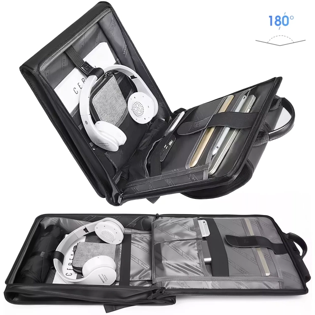 Bange vodeodolný batoh na notebook taška na notebook 14" do mesta 39,5 x 29,5 x 8 cm na pracovné školské lietadlo pánske dámske tenké čierne