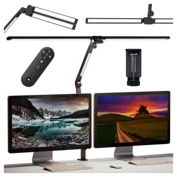 Alogy SmartDesk™ Foldable LED Monitor Desk Lamp with Triple Lighting, Adjustable Brightness, Desktop Mount, Eye Protection – Black