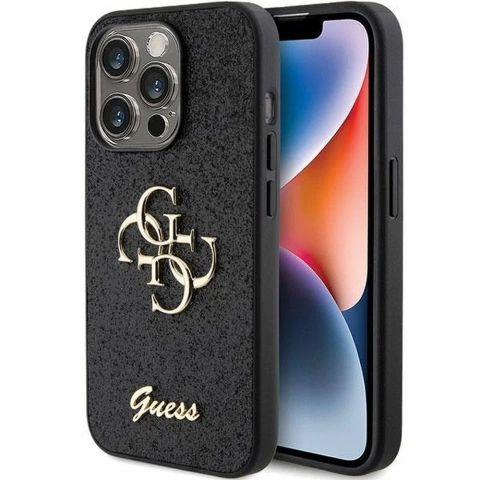 Original GUESS Hardcase GUHCP15LHG4SGK Case for iPhone 15 PRO (Fixed Glitter Big 4G / black)
