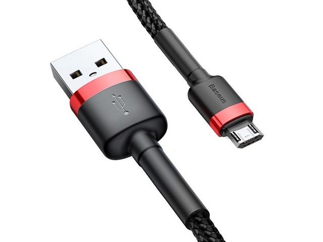 3 m langes Baseus Cafule-Kabel, strapazierfähiges Micro-USB-2A-rotes Nylonkabel