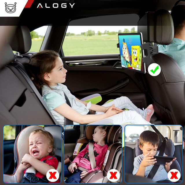 Тримач для планшета 4.7"-12.9" для штанги, штатива, керма для тренажера, велотренажера, бігової доріжки, підставки під головник Alogy black