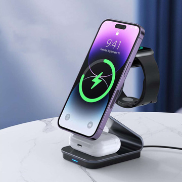 TECH-PROTECT QI15W-A29 3V1 MAGNETICKÁ BEZDRÁTOVÁ NABÍJEČKA MAGSAFE ČERNÁ