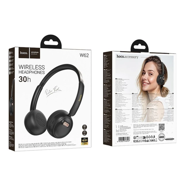 Hoco W62 Bluetooth 5.3 Kabellose On-Ear-Kopfhörer Schwarz