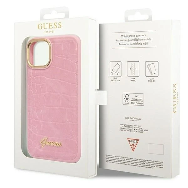 Чохол для телефону Guess GUHCP14MHGCRHP для Apple iPhone 14 Plus 6.7" pink/pink hardcase Croco Collection