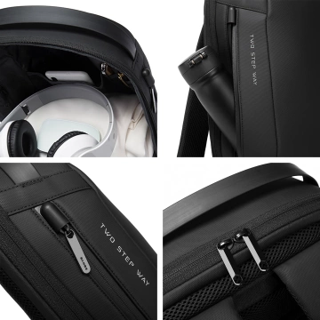 Водонепроникний рюкзак Bange для ноутбука 15.6", city traveler, 45х30х16 см, для роботи, літака, чоловічий, жіночий, з USB портом Чорний