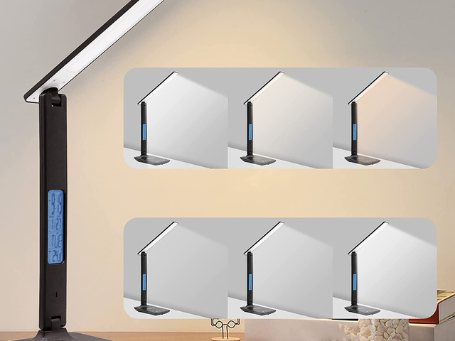 Stolní lampa Alogy LED 10W Qi indukční nabíječka s displejem Černá