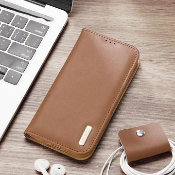 Захисний чохол Dux Ducis Hivo для iPhone 16e з відкидною кришкою та RFID-захистом – коричневий