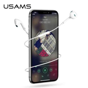 USAMS Stereo slúchadlá EP-24 lightning iPhone 7/8/X/XS/XS Max/XR biela/biela HSEP2401