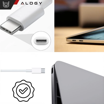 Napájecí adaptér pro Apple MacBook Alogy Univerzální nabíjecí kabel 2m USB-C na USB-C Rychlonabíjecí PowerDelivery PD 61W bílý