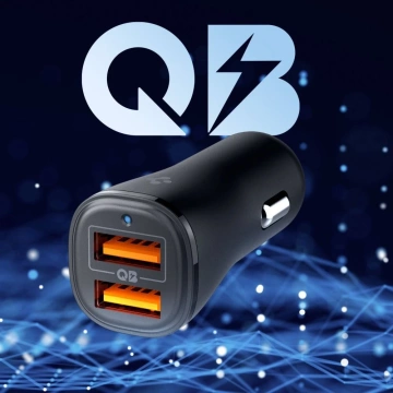 Автомобільний зарядний пристрій Spigen Essential EV302 30W 2xUSB-A Quantum Boost Black