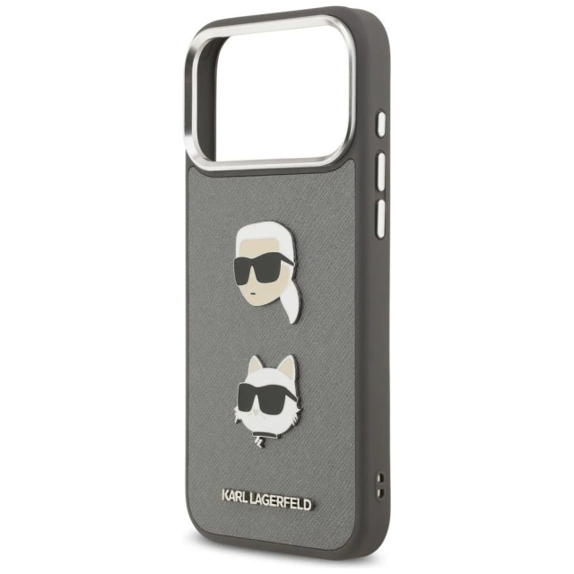 Etui Ochronne do iPhone 17 Pro Max Karl Lagerfeld FW Grained K&C Pins MagSafe Szary