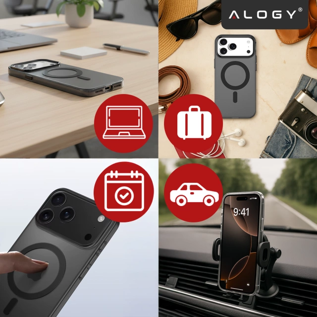 Pouzdro Apple iPhone 17 Pro – matný kryt MagSafe s ochranou čočky, tenký a odolný proti poškrábání, perfektně padne – Alogy Skinny MatteCase™ černý