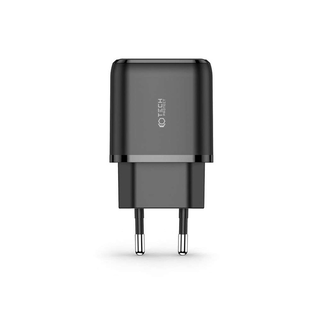 Настінний зарядний пристрій C20W 2-портовий USB-C - USB PD20W / QC3.0 чорний