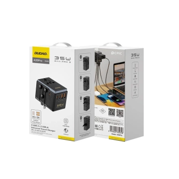 Adapter Podróżny Dudao A35Pro 35W 5xUSB EU UK US JP CZARNY