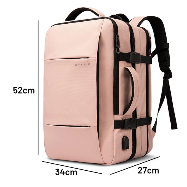 Bange BackPack Travel Backpack Expandable Business Backpack Roomy Bag for 17.3" Laptop with USB Port Pink