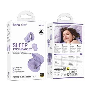 Bezdrôtové Bluetooth slúchadlá Hoco EW200 TWS – fialové
