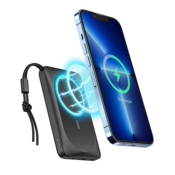 Powerbank Externá batéria VEGER MagOn s Qi nabíjaním pre MagSafe 15W - 10 000mAh PD 22,5W biela (VP1151 / W1151)