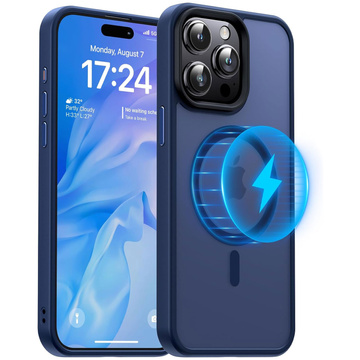 Case for iPhone 15 Pro MagSafe Matt Case Cover frosted Alogy Ring armored phone case Navy Blue Glass