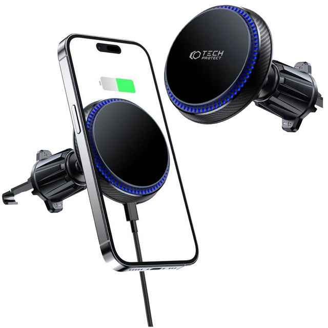 Magnetic car holder MagSafe with a 15W charger for the car grill Vent Car black
