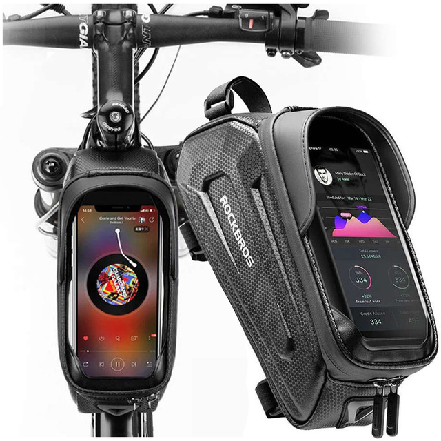 Puzdro brašna na bicykel držiak telefónu na rám RockBros B68 Black