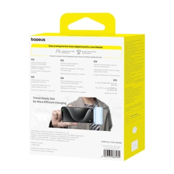 Зовнішній акумулятор Baseus Compact IP 5000mAh 20W Lightning USB-C Niebieski