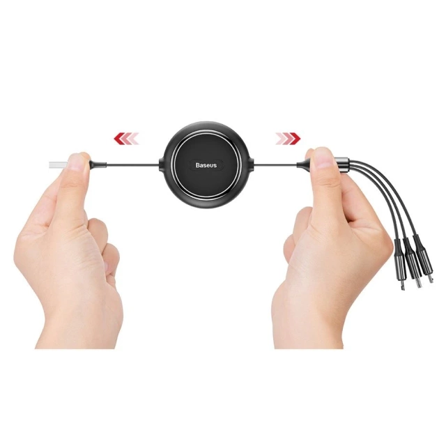 Baseus Golden Loop 3v1 prodlužovací kabel USB - micro USB / Lightning / USB-C 3.5A 35cm - 120cm černý (CAMLT-JH01)