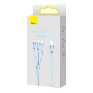 Kabel USB 3w1 Baseus StarSpeed, USB-C micro USB Lightning, 3,5A, 1,2m (niebieski)