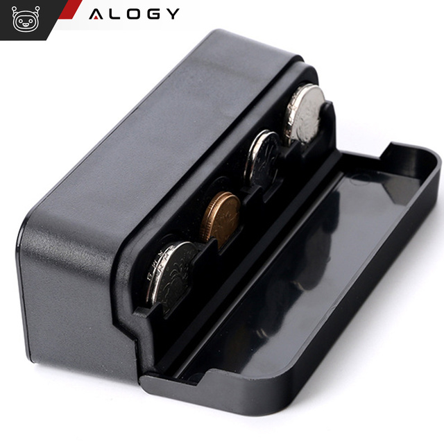 Коробка для монет Тримач для монет Гаманець Органайзер Коробка для зберігання дрібних монет для автомобілів Автомобілі Офіси Домашня скринька Alogy Black