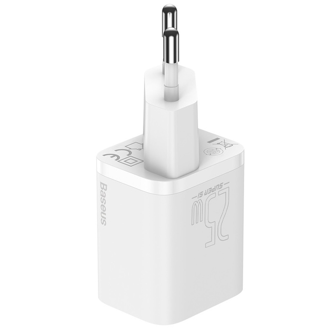 Baseus Super Si USB-C Typ C PD 25 W weißes Netzteil-Ladegerät
