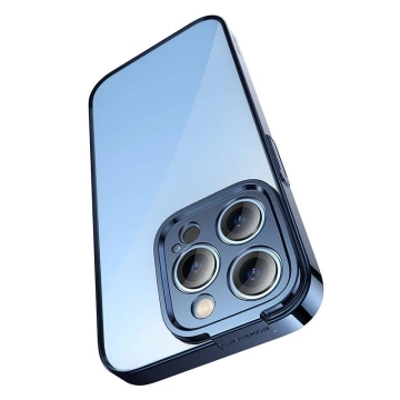Baseus Glitter Protective Set Clear Case and Tempered Glass for iPhone 14 Pro Max (Blue)