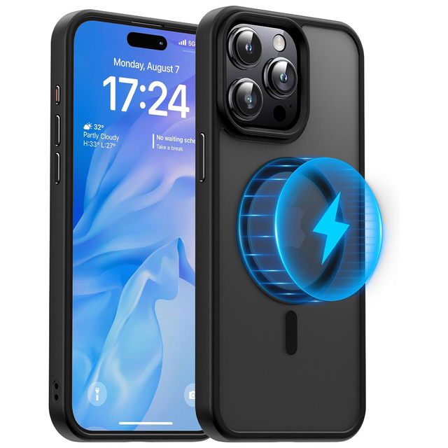 Case for iPhone 15 Pro MagSafe Matt Case Cover Matte Alogy Ring Armored Phone Case Black Glass