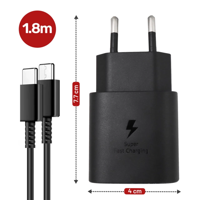 Originálna nabíjačka Samsung USB-C 25W kábel typu C 180 cm prémiová super rýchla nabíjacia súprava biela